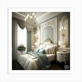 Bedroom With A Chandelier Art Print