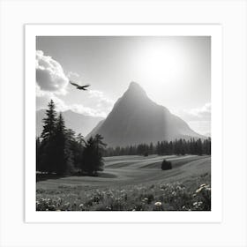 Black And White Mountain Landscape 2 Art Print