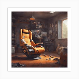 Video gaming chair in a room Art Print
