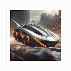 312696 Futuristic Flying Car With Smooth Lines, Shot In A Xl 1024 V1 0 Art Print