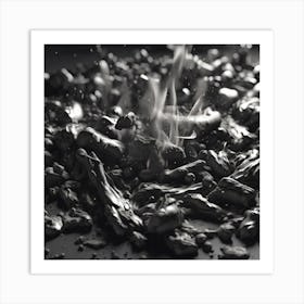 Black And White Image Of Burning Coal Art Print