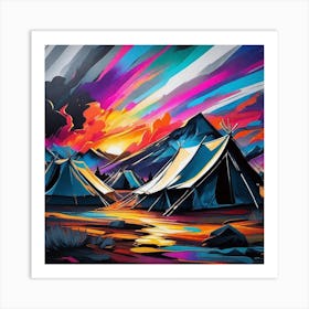 Tents At Sunset Art Print