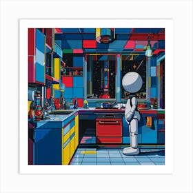 Robot In The Kitchen Art Print