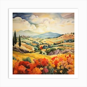 Mystical Montage: Italian Landscape Abstracted Art Print