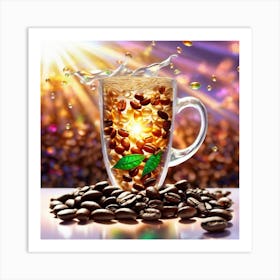 Coffee Mug With Coffee Beans Art Print