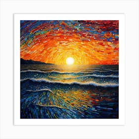 Sunset Over The Ocean 3 Art Print