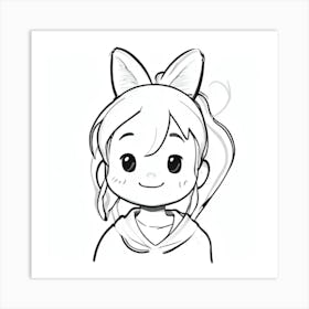 Girl With Bunny Ears Art Print