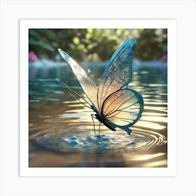 Butterfly In Water Art Print