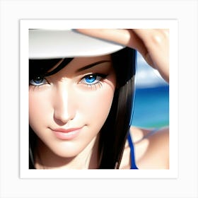 Anime girl with eyes of blue Art Print