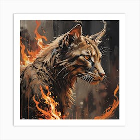 Lynx On Fire Art Print