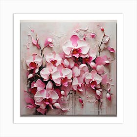 Pattern with pink Orchid flowers 3 Art Print