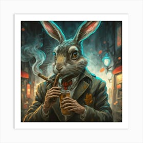 Rabbit Smoking A Cigarette Art Print