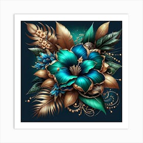 Blue Hibiscus Flower Art Print