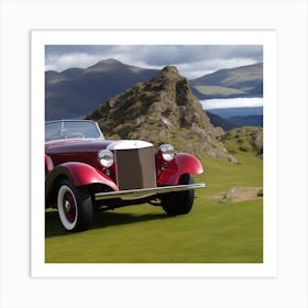 Classic Car On A Hill Art Print