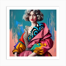 Woman In A Colorful Dress Art Print