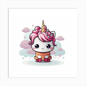 Kawaii Unicorn 28 Art Print