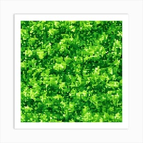 Green Pixel Background Art Print
