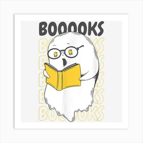 Booooks! Spooky Ghost Funny Books Reading Meme Halloween Boo Art Print