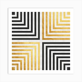 Gold and black lines 2 Art Print