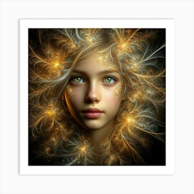 Girl With Golden Hair Art Print