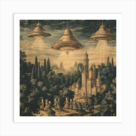 Alien Invasion Ancient Tapestry 2 Art Print