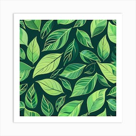 Green Leaves Seamless Pattern Art Print