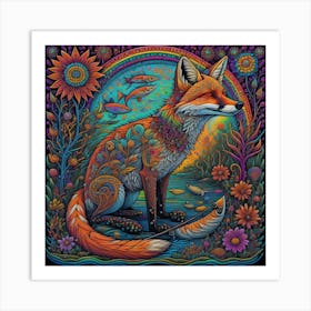 Rainbow Fox Art Print