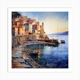 Italian Sunsets: Watercolour Whispers of Coastal Magic Art Print