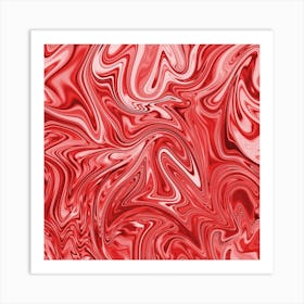 Red Liquid Marble Art Print