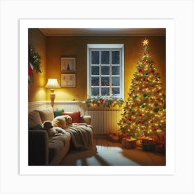 Two dogs on a Christmas Eve Art Print