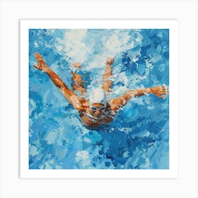 A Swimmer In A Pool Oil Painting Illustration 1718672375 3 Art Print