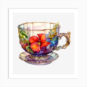 Tea Cup With Flowers 2 Art Print