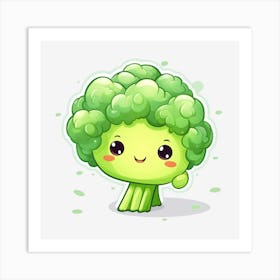 Kawaii Broccoli Art Print