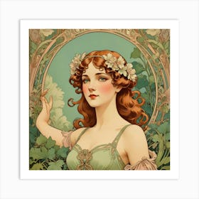 Girl With Flowers Art Print