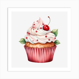 Cupcake With Cherry Art Print