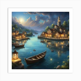 Night In The Village Art Print