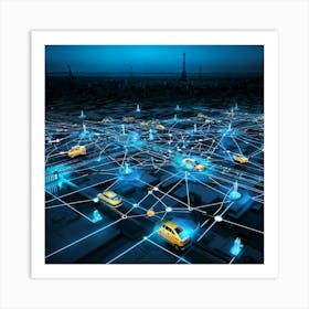 A Digital Render Of An Intricate Network Of Vectors Representing The Thoroughfare Of Transportation (4) Art Print