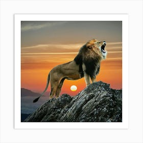 Lion At Sunset Art Print