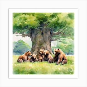 Family Of Brown Bears Art Print