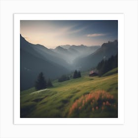 Sunset In The Alps Art Print