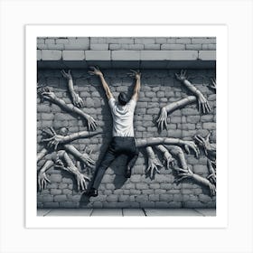 Zombies In The Wall 1 Art Print