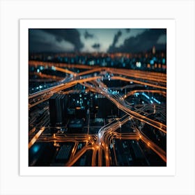 Cityscape At Night Art Print