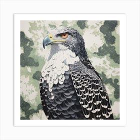 Ohara Koson Inspired Bird Painting Hawk 4 Square Art Print