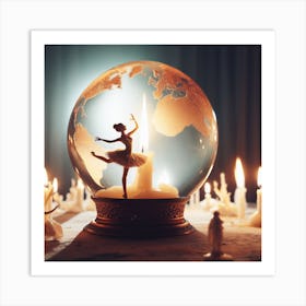Ballerina In A Snow Globe Art Print