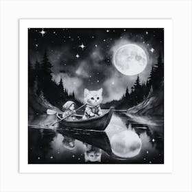 Cat In A Boat 12 Art Print