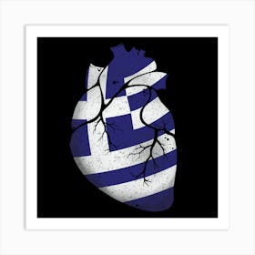 Greece Heart Flag Art Print