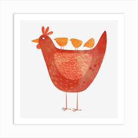 Hen With Chicks Art Print