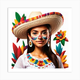 Mexican Girl With Sombrero 5 Art Print