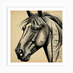 Default Horse Artwork Picasso Style Drawing 0 Art Print