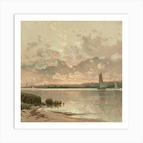 Sunset At The River Art Print